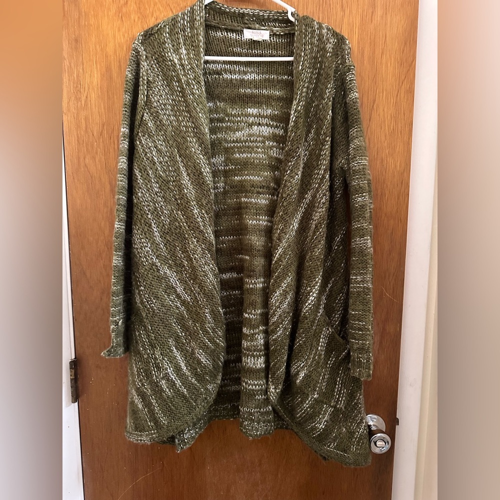 Sun & Shadow Olive Knit Cardigan